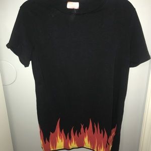 Short Sleeve Shirt w “fire”detailing at the bottom